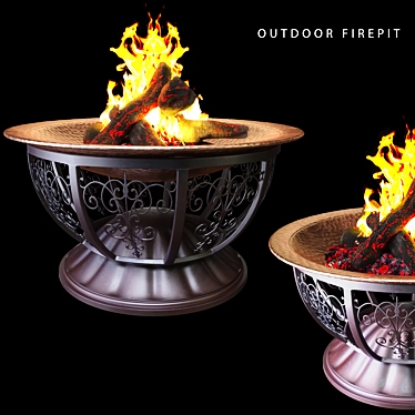 Copper Base Iron Firepit 3D model image 1 