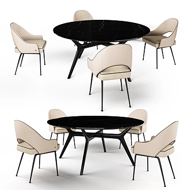 Elegant Zoe 170 Table Set 3D model image 1 