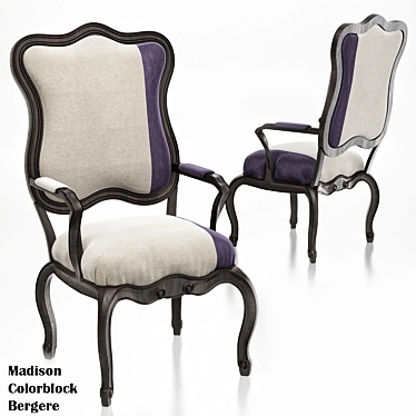 Handcrafted Colorblock Bergere Chairs 3D model image 1 