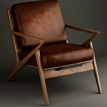 Sleek Leather Armchair 3D model image 1 