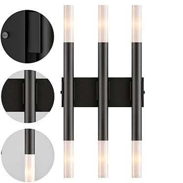 Sleek Black LED Wall Light 3D model image 1 