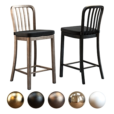 Modern Metal Counter Stool: Delta 3D model image 1 