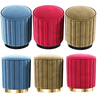 GE&YOBBY Round Fabric Ottoman 3D model image 1 