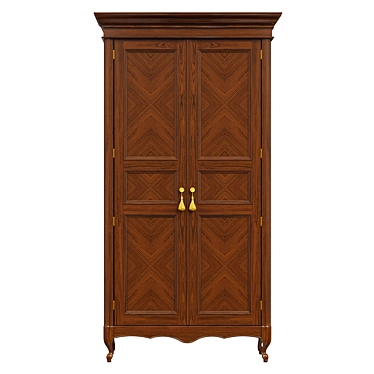 Solid Wood Wardrobe: Classic Style 3D model image 1 