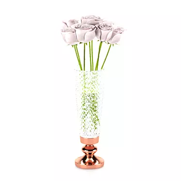 Elegant Snow Queen Rose Vase 3D model image 1 