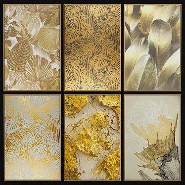 Luxury Gold Texture Frames 3D model image 1 