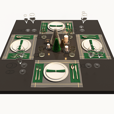 Elegant New Year's Table Set 3D model image 1 