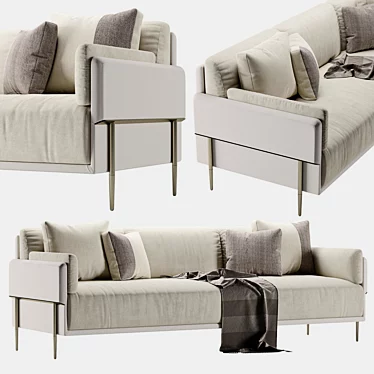 Modern 3-Seater Grey Sofa 3D model image 1 