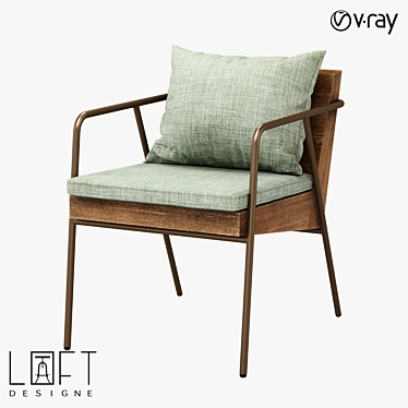 Vintage Metal and Fabric Armchair 3D model image 1 