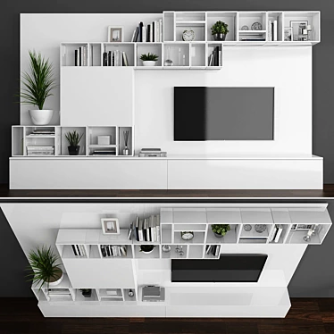 Minimalist TV Stand Set 3D model image 1 