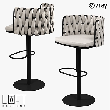 Industrial Style Metal and Faux Leather Bar Stool 3D model image 1 