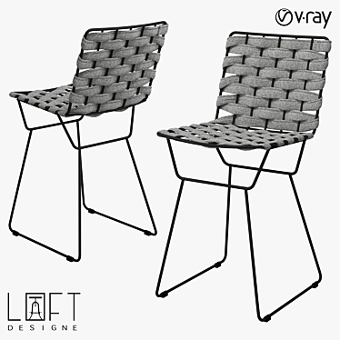 Metal and Fabric Bar Stool with LoftDesigne 30450 Model 3D model image 1 