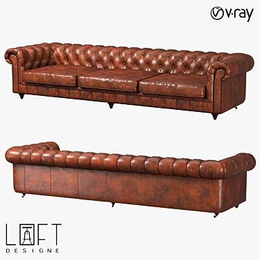 Contemporary Leather Loft Sofa 3D model image 1 