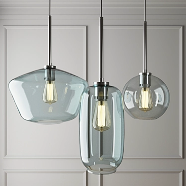 Modern Glass Pendant Chandelier 3D model image 1 