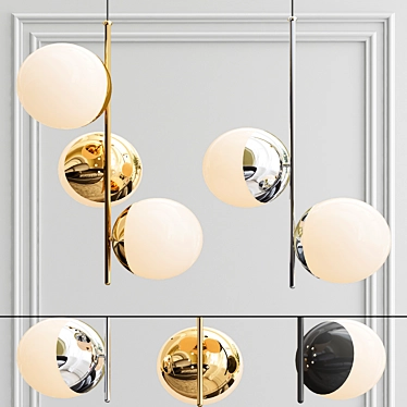 Modern Linear Chandelier: Yearby 2,3-Light Sputnik 3D model image 1 