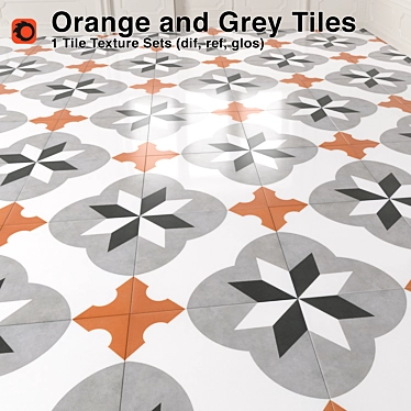 Vibrant Orange & Gray Pattern Tiles 3D model image 1 