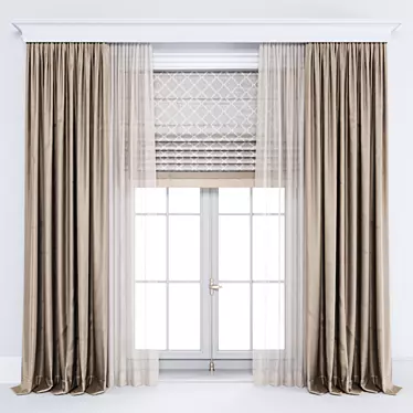 Roman Curtain with Drapery 3D model image 1 