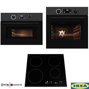 IKEA Kitchen Essentials: Microwave, Oven, Induction Hob 3D model image 1 