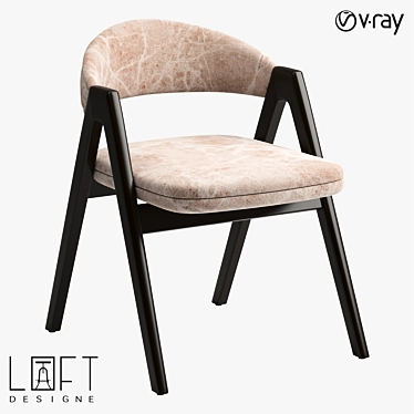 LoftDesigne 32862: Elegant Wood and Fabric Chair 3D model image 1 