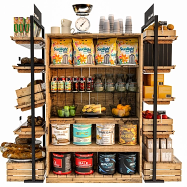 High-Quality Grocery Display Shelves 3D model image 1 