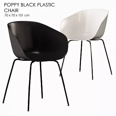 Modern Poppy Plastic Chair in Black and White 3D model image 1 