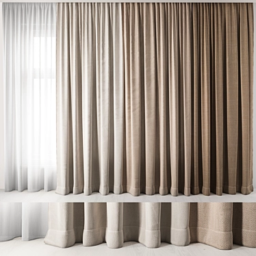 Elegant Window Curtains Set 3D model image 1 