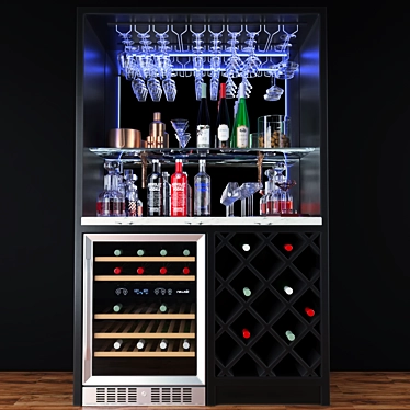 Stainless Wine Bar Closet with Coolers 3D model image 1 