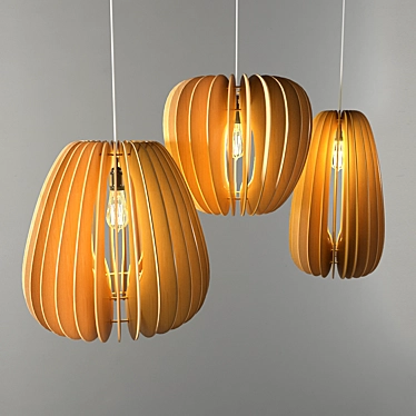 Rustic Wood Pendant Light 3D model image 1 