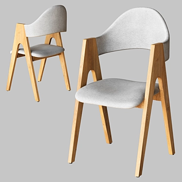 Nordic Design Solid Wood Chair 3D model image 1 
