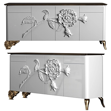 Stresa Collection White Lacquered Sideboard 3D model image 1 