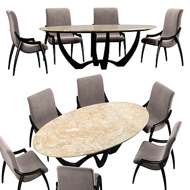 Bizzotto Symphony Oval Table & Chair 3D model image 1 