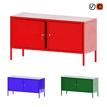  Versatile IKEA PS Cabinet: Blue, Green, Red (119x40x63 cm) 3D model image 1 