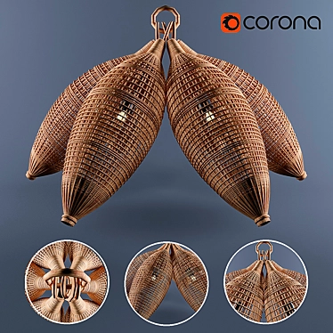 Rattan Pendant Chandelier 3D model image 1 