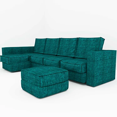 Emerald Corner Sofa with Ottoman 3D model image 1 