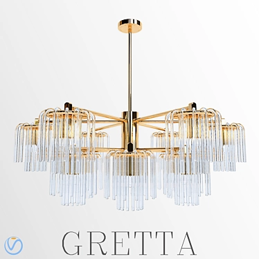 Sleek Gretta 12-Light Linear Chandelier 3D model image 1 