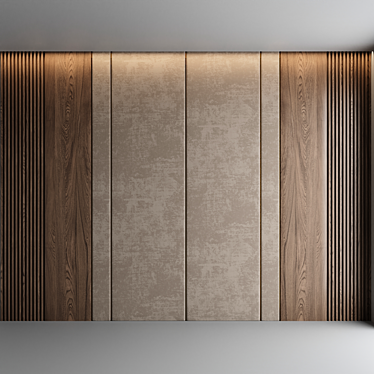 Luxury Wood Veneer Panel Set 3D model image 1 