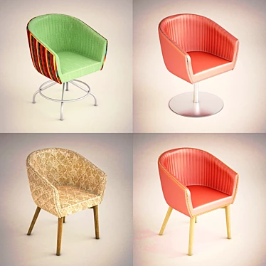 Versatile Dining Bucket Chairs 3D model image 1 