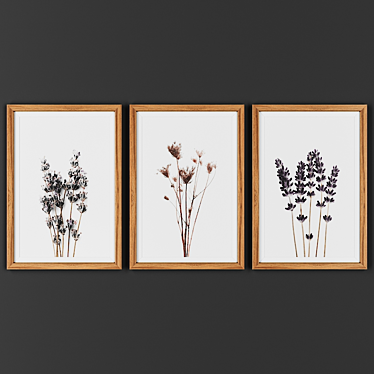 Wooden Frame Picture Set 3D model image 1 