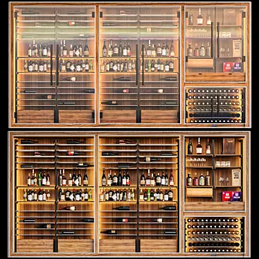 Sleek Wine Cabinet with V-Ray Rendering 3D model image 1 
