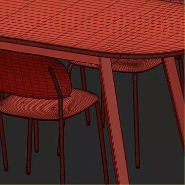 Hay Triangle Leg Table Set 3D model image 1 