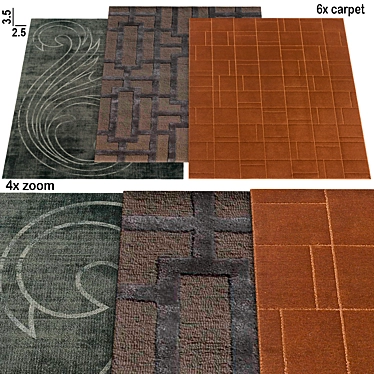 Modern Grey Damasco Carpet 3D model image 1 