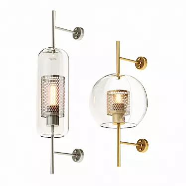 Elegant Chiswick Glass Wall Light 3D model image 1 