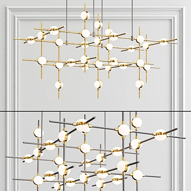 Molecular 30 Black/Gold LED Chandelier 3D model image 1 