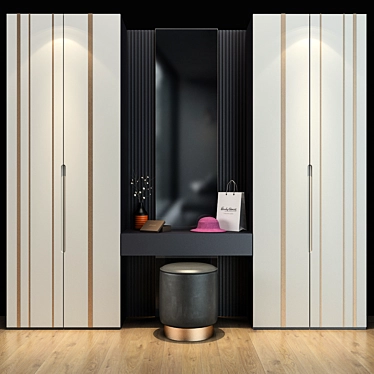 Stylish Hall Cabinet: Functional and Space-saving 3D model image 1 