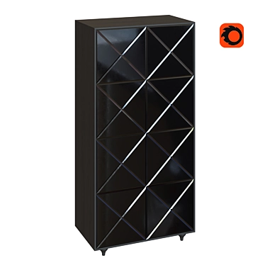 Sleek Cloud Black Wardrobe (101x207x57 cm) 3D model image 1 