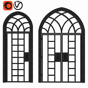 Elegant Arch Doors Set 3D model image 1 