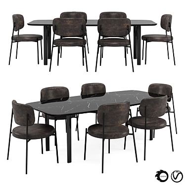 Modern Dining Table Set 001 3D model image 1 