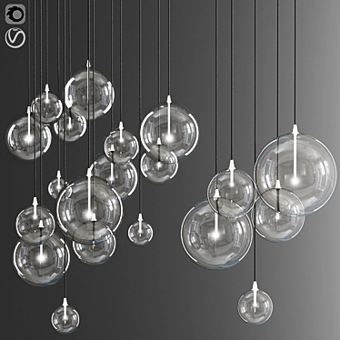 Globe Glass Cluster Chandelier 3D model image 1 