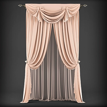 Elegant Window Drapes 3D model image 1 