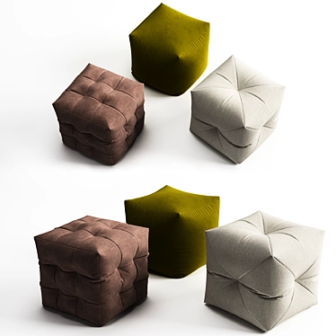 Elegant Pouf Fabric Set 3D model image 1 